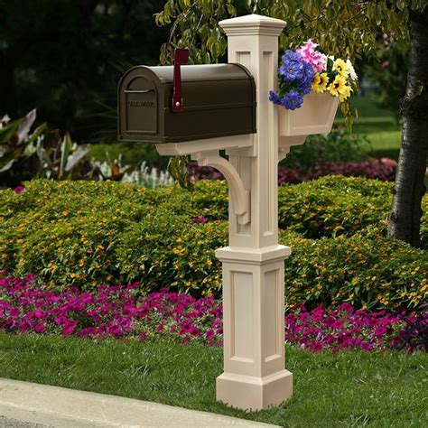 brown mailbox with post